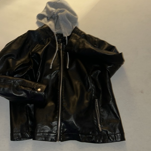 Unisex Size 3X New Look Hoodie Leather Jacket. - Picture 2 of 7
